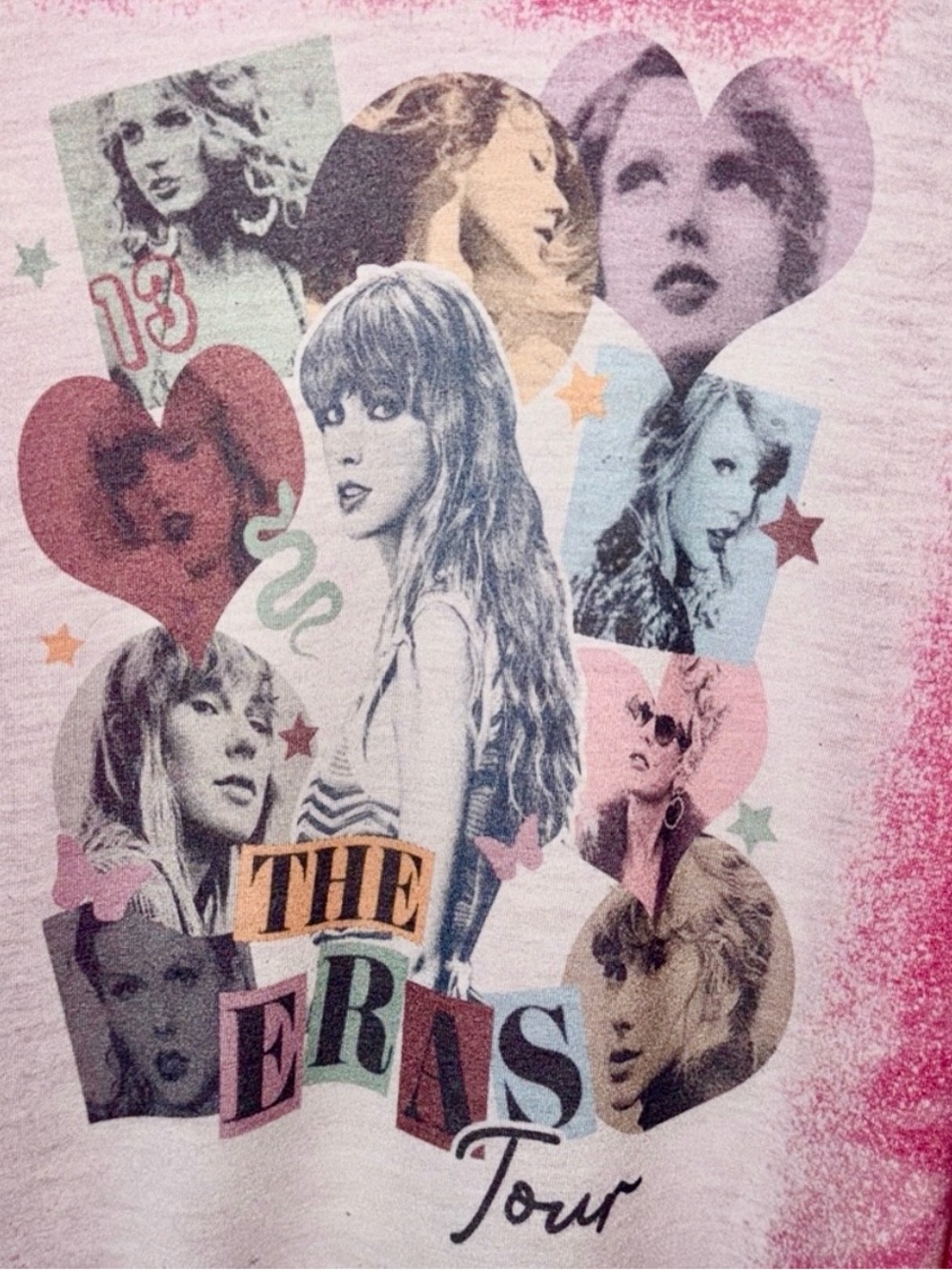Taylor Swift Eras Tour Tee Pink Bleach Dye Graphic Gildan New Orleans Concert S